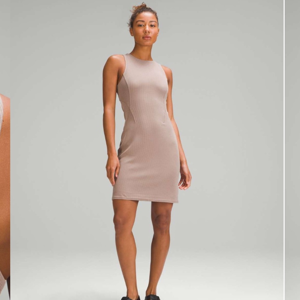 NWOT Lululemon Size 6 Softstreme Slim Fit Ribbed Tank Dress - Taupe